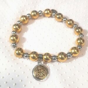 Rustic Cuff Beautiful Gold and Silver Tone Beaded Bracelet